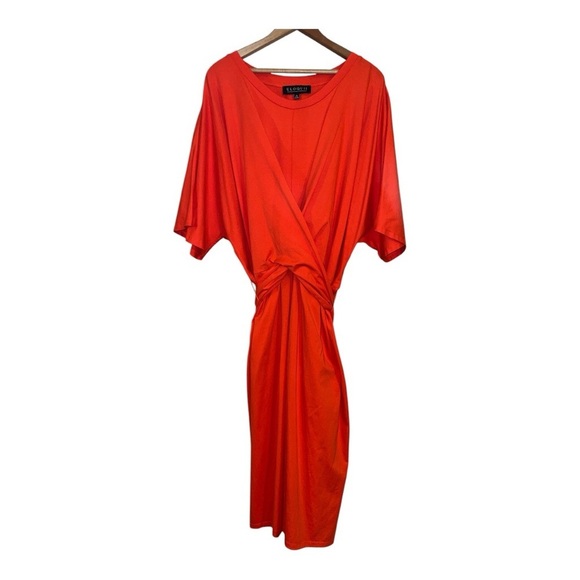 ELOQUII cross front flutter sleeve dress orange women’s plus size 24 midi fall - Picture 4 of 7
